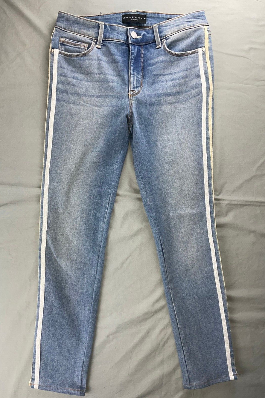 Sanctuary Standard Rise Social Ankle Skinny Jeans w/ Metallic Race Stripes. 27?